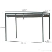 Outsunny Foisor Pergola cu Panza Glisanta pentru Exterior, 298 x 213 x 222 cm | Aosom Romania