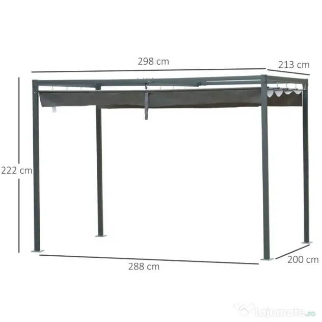 Outsunny Foisor Pergola cu Panza Glisanta pentru Exterior, 298 x 213 x 222 cm | Aosom Romania