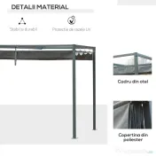 Outsunny Foisor Pergola cu Panza Glisanta pentru Exterior, 298 x 213 x 222 cm | Aosom Romania