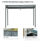 Outsunny Foisor Pergola cu Panza Glisanta pentru Exterior, 298 x 213 x 222 cm | Aosom Romania