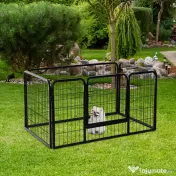 Gard Modular pentru Animale de Companie Pliabil, cu 4 carlige, Negru 125x80x70cm PawHut | Aosom RO