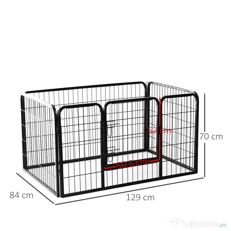 Gard Modular pentru Animale de Companie Pliabil, cu 4 carlige, Negru 125x80x70cm PawHut | Aosom RO
