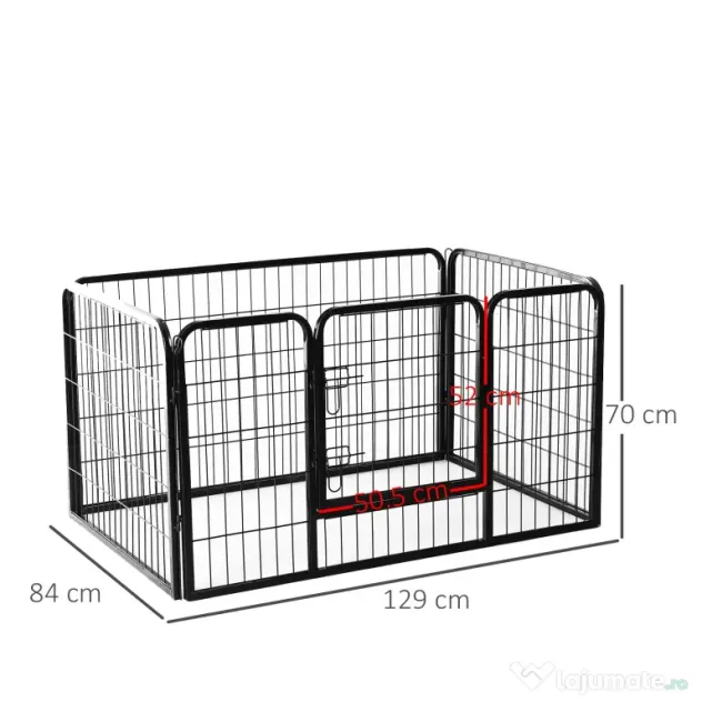 Gard Modular pentru Animale de Companie Pliabil, cu 4 carlige, Negru 125x80x70cm PawHut | Aosom RO