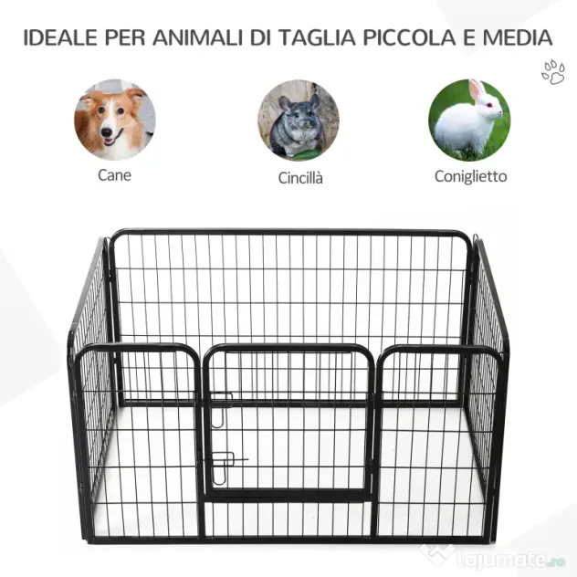 Gard Modular pentru Animale de Companie Pliabil, cu 4 carlige, Negru 125x80x70cm PawHut | Aosom RO