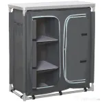 Outsunny Bucatarie de Camping, 3 Etajere și Geanta de Transport, Cadru din Aluminiu 96Lx49.5Px104cm Gri | Aosom Romania