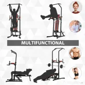 Aparat pentru sport pentru multe tipuri de exercitii, 92x178x200-236cm rosu HOMCOM | Aosom Romania