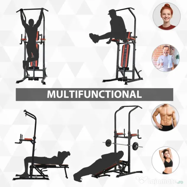 Aparat pentru sport pentru multe tipuri de exercitii, 92x178x200-236cm rosu HOMCOM | Aosom Romania