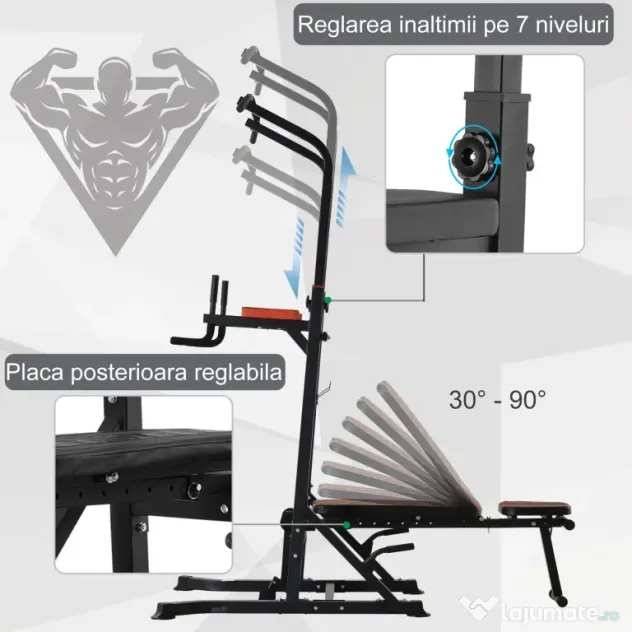 Aparat pentru sport pentru multe tipuri de exercitii, 92x178x200-236cm rosu HOMCOM | Aosom Romania