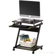 HOMCOM Birou PC pe Rotițe, Masă de Birou Compactă cu Suport Retractabil pentru Tastatură, Negru 