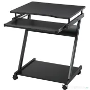 HOMCOM Birou PC pe Rotițe, Masă de Birou Compactă cu Suport Retractabil pentru Tastatură, Negru 