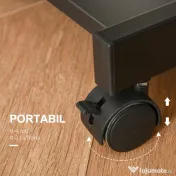 HOMCOM Birou PC pe Rotițe, Masă de Birou Compactă cu Suport Retractabil pentru Tastatură, Negru 