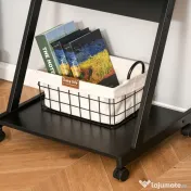 HOMCOM Birou PC pe Rotițe, Masă de Birou Compactă cu Suport Retractabil pentru Tastatură, Negru 