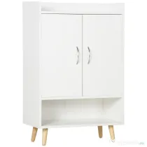 Dulap Pantofar Economie de spatiu din Lemn Alb cu Compartiment deschis, Dulap Pantofar Design pentru Intrare, 60x30x92cm HOMCOM | Aosom RO