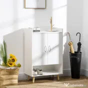 Dulap Pantofar Economie de spatiu din Lemn Alb cu Compartiment deschis, Dulap Pantofar Design pentru Intrare, 60x30x92cm HOMCOM | Aosom RO 
