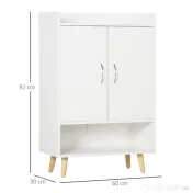 Dulap Pantofar Economie de spatiu din Lemn Alb cu Compartiment deschis, Dulap Pantofar Design pentru Intrare, 60x30x92cm HOMCOM | Aosom RO 