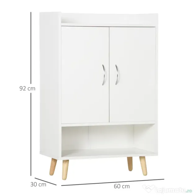 Dulap Pantofar Economie de spatiu din Lemn Alb cu Compartiment deschis, Dulap Pantofar Design pentru Intrare, 60x30x92cm HOMCOM | Aosom RO