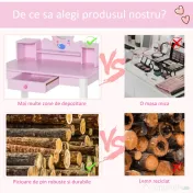 HOMCOM set masa de toaleta cu oglinda si scaun, masa de printese pentru copii, masa de machiaj | Aosom Romania 