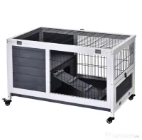 PawHut cusca cu rampa si culcus, pentru iepuri 90x53x59 cm | Aosom Romania 