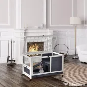 PawHut cusca cu rampa si culcus, pentru iepuri 90x53x59 cm | Aosom Romania 
