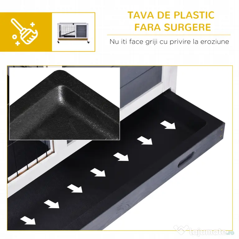 PawHut cusca cu rampa si culcus, pentru iepuri 90x53x59 cm | Aosom Romania