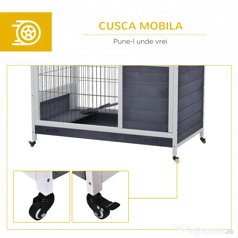 PawHut cusca cu rampa si culcus, pentru iepuri 90x53x59 cm | Aosom Romania