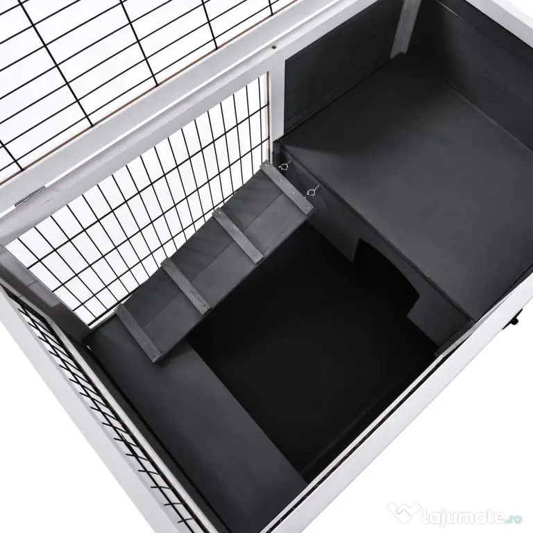 PawHut cusca cu rampa si culcus, pentru iepuri 90x53x59 cm | Aosom Romania