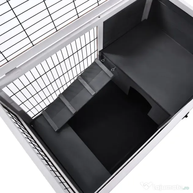 PawHut cusca cu rampa si culcus, pentru iepuri 90x53x59 cm | Aosom Romania