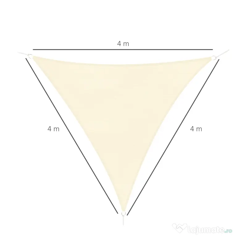 Outsunny Cort Parasolar Triunghiular Protecție UV, Perfect pentru Grădină, Terasă, Alb Crem, 4x4x4m | Aosom Romania