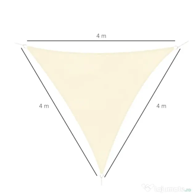 Outsunny Cort Parasolar Triunghiular Protecție UV, Perfect pentru Grădină, Terasă, Alb Crem, 4x4x4m | Aosom Romania