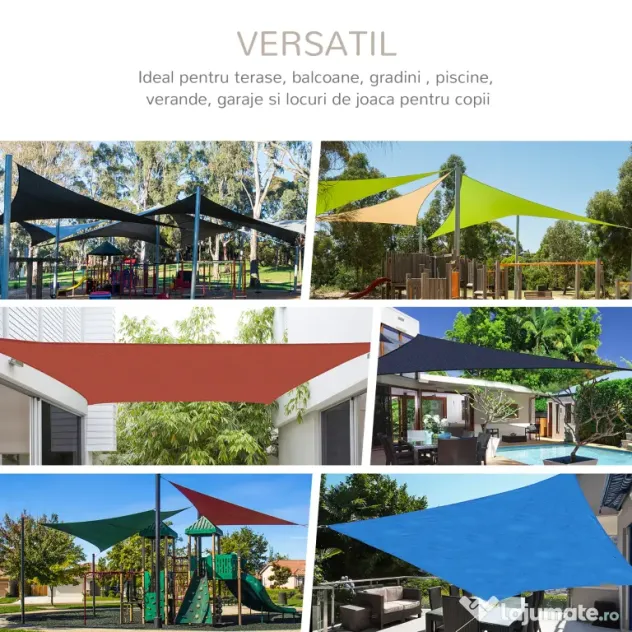 Outsunny Cort Parasolar Triunghiular Protecție UV, Perfect pentru Grădină, Terasă, Alb Crem, 4x4x4m | Aosom Romania