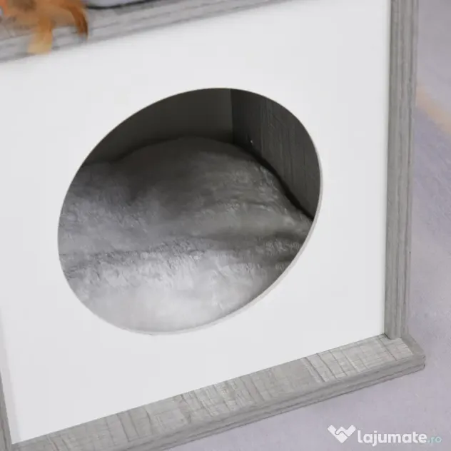 PawHut Centru de Activități pentru Pisici, Culcuș cu Pernă Detașabilă, Stâlp din Sisal, Design Modern, Gri | Aosom Romania