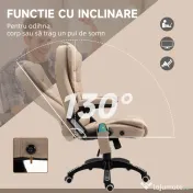 Scaun birou Vinsetto cu 6 puncte de masaj si functie de incalzire si reglabil pe inaltime, bej | Aosom Romania 