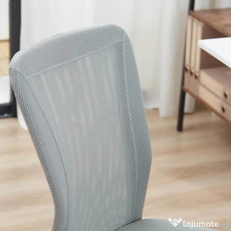 Vinsetto Scaun de Birou Ergonomic Fără Cotiere din Țesătură tip Plasă Gri | Aosom Romania