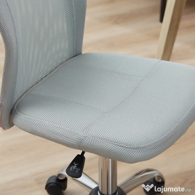 Vinsetto Scaun de Birou Ergonomic Fără Cotiere din Țesătură tip Plasă Gri | Aosom Romania