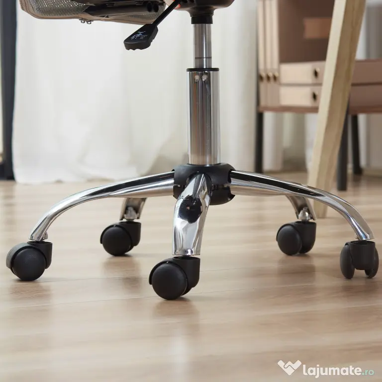Vinsetto Scaun de Birou Ergonomic Fără Cotiere din Țesătură tip Plasă Gri | Aosom Romania