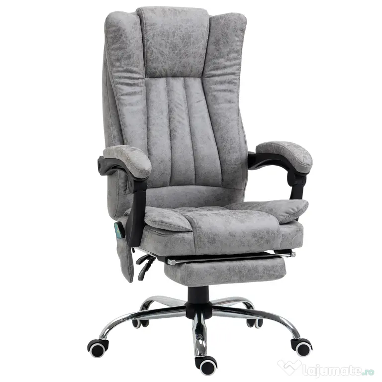 Scaun birou masaj si incalzire, pivotant 360°,62x67x113-120 cm,120 kg,Vinsetto | Aosom Romania