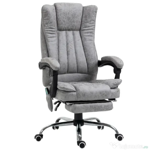 Scaun birou masaj si incalzire, pivotant 360°,62x67x113-120 cm,120 kg,Vinsetto | Aosom Romania