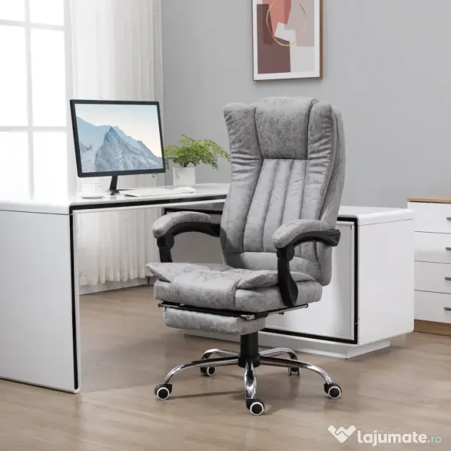Scaun birou masaj si incalzire, pivotant 360°,62x67x113-120 cm,120 kg,Vinsetto | Aosom Romania