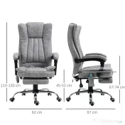 Scaun birou masaj si incalzire, pivotant 360°,62x67x113-120 cm,120 kg,Vinsetto | Aosom Romania 