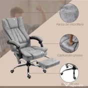 Scaun birou masaj si incalzire, pivotant 360°,62x67x113-120 cm,120 kg,Vinsetto | Aosom Romania 