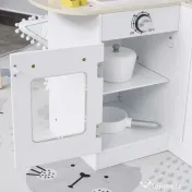 Homcom Bucatarie Jucarie Lemn – Accesorii Incluse, Chiuveta & Frigider