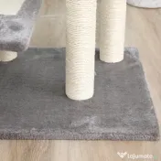 PawHut Copac pentru Pisici de 100 cm cu Pat Rotund, Stâlpi din Sisal și Acoperire de Pluș, Gri 