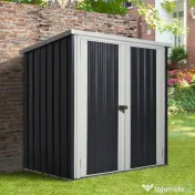 Magazie de gradina Outsunny din tabla de otel, sopron cu usa dubla cu sistem de blocare, casuta de gradina pentru unelte, alb-negru | Aosom RO