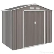 Outsunny Magazie de Grădină pentru Scule și Unelte, Căsuță Metalică de Exterior cu Uși Glisante și Fante de Aerisire, Rezistentă la Intemperii, 213x127x185 cm, Gri 