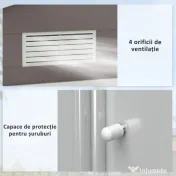 Outsunny Magazie de Grădină pentru Scule și Unelte, Căsuță Metalică de Exterior cu Uși Glisante și Fante de Aerisire, Rezistentă la Intemperii, 213x127x185 cm, Gri 