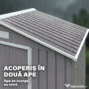 Outsunny Magazie de Grădină pentru Scule și Unelte, Căsuță Metalică de Exterior cu Uși Glisante și Fante de Aerisire, Rezistentă la Intemperii, 213x127x185 cm, Gri 