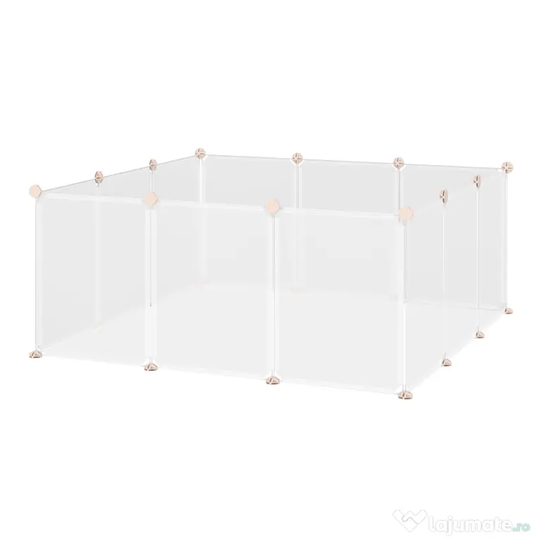 Adapost Animale PawHut cu 12 Panouri, Configurabil, pentru Iepuri, Câini, 105x105x45cm, Alb | Aosom Romania