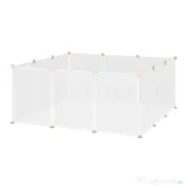 Adapost Animale PawHut cu 12 Panouri, Configurabil, pentru Iepuri, Câini, 105x105x45cm, Alb | Aosom Romania