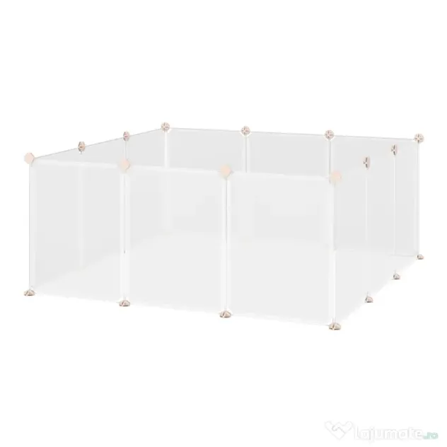 Adapost Animale PawHut cu 12 Panouri, Configurabil, pentru Iepuri, Câini, 105x105x45cm, Alb | Aosom Romania
