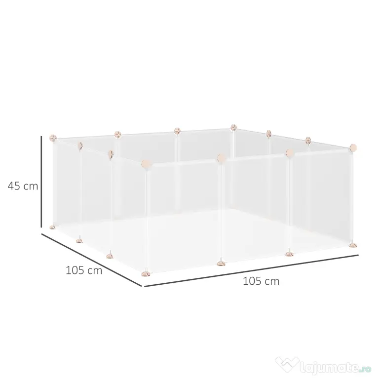 Adapost Animale PawHut cu 12 Panouri, Configurabil, pentru Iepuri, Câini, 105x105x45cm, Alb | Aosom Romania